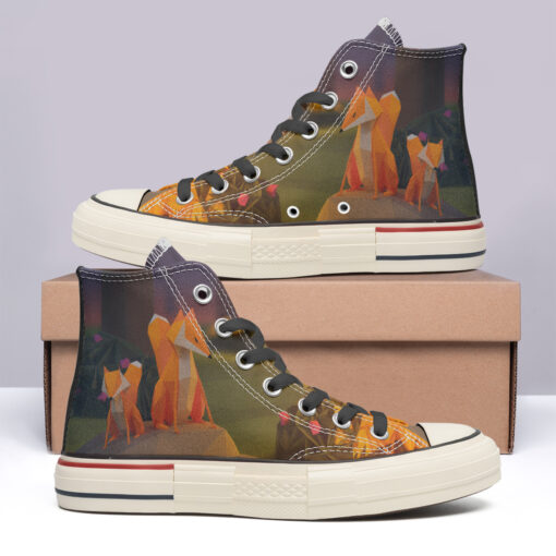 Fox Origami Art High Top Canvas Shoes Special Edition