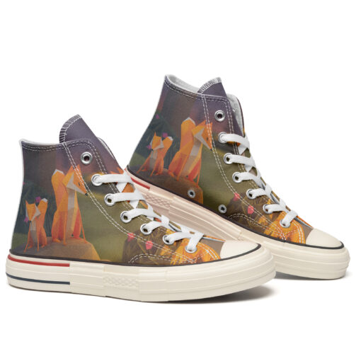 Fox Origami Art High Top Canvas Shoes Special Edition