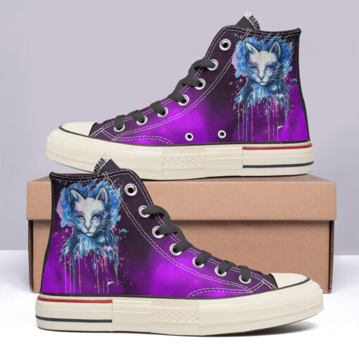 Watercolor Cat High Top Canvas Shoes Special Edition