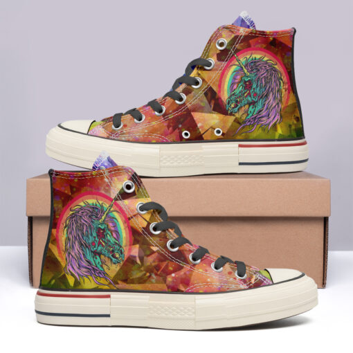 Zombie Rainbow Unicorn High Top Canvas Shoes Special Edition